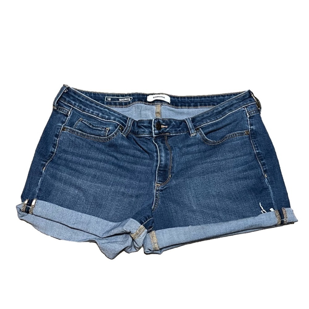 Sonoma Goods For Life Denim Blue Jean Shorts Cotton Blend Women’s Size 16